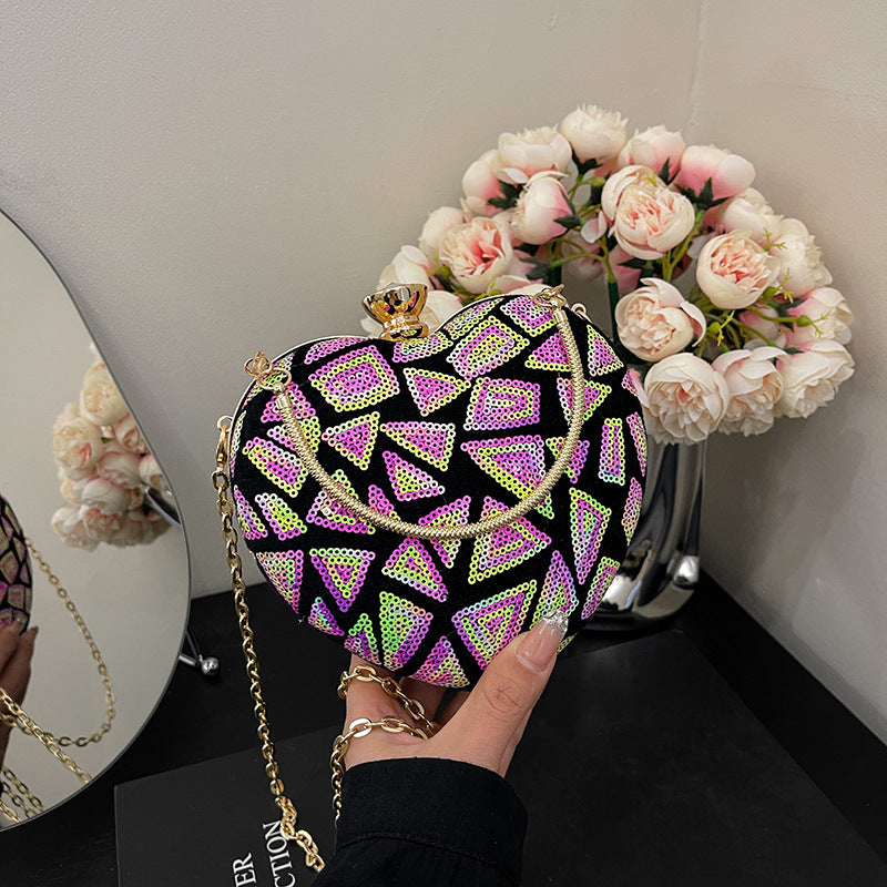 Wholesale Sequined patchwork hand-held clip buckle shell bag crossbody bag
